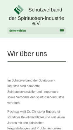 Vorschau der mobilen Webseite schutzverband.org, Schutzverband der Spirituosen-Industrie e.V.