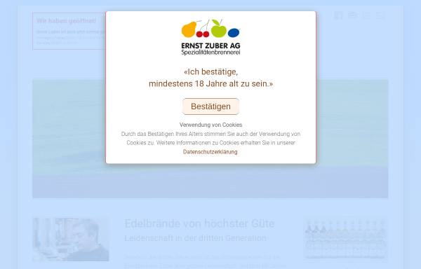 Vorschau von www.zuber-ag.ch, Spezialitätenbrennerei Ernst Zuber AG