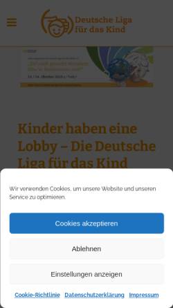 Vorschau der mobilen Webseite liga-kind.de, Deutsche Liga für das Kind in Familie und Gesellschaft e.V.