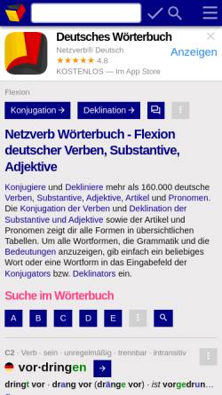 Vorschau der mobilen Webseite www.verbformen.de, Deutsche Konjugation