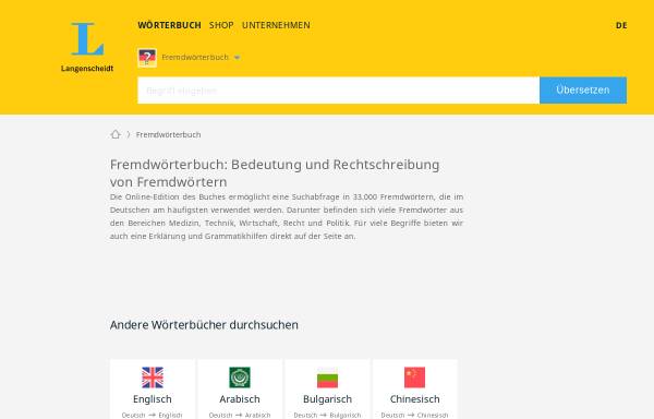 Vorschau von de.langenscheidt.com, Langenscheidt: Fremdwörterbuch