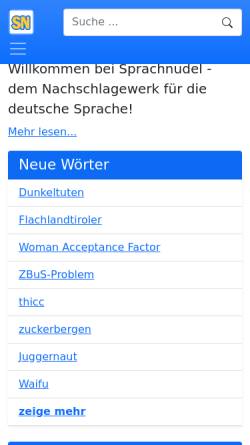 Vorschau der mobilen Webseite www.sprachnudel.de, Sprachnudel - angesagte Szenesprache