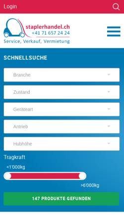 Vorschau der mobilen Webseite www.staplerhandel.ch, Ernst Ramser AG