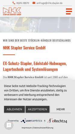 Vorschau der mobilen Webseite www.nhk-stapler.de, NHK Stapler Service+Vertriebs GmbH