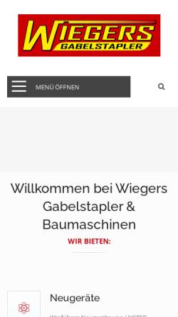 Vorschau der mobilen Webseite www.wiegers-gabelstapler.de, Wiegers Gabelstapler GmbH & Co. KG