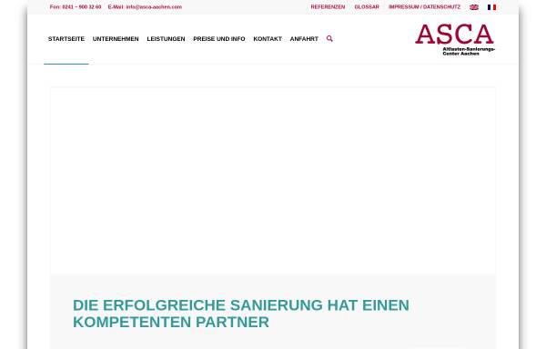 Vorschau von www.asca-aachen.com, ASCA Altlasten-Sanierungs-Center Aachen GmbH & Co. KG