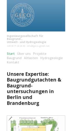 Vorschau der mobilen Webseite www.geco-gmbh.net, Geco GmbH - Geotechnische Exploration und Consulting