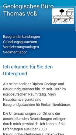 Vorschau der mobilen Webseite www.baugrund-voss.de, Geologisches Büro Thomas Voß