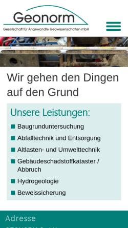 Vorschau der mobilen Webseite www.geonorm.de, Geonorm Gesellschaft für Angewandte Geowissenschaften mbH