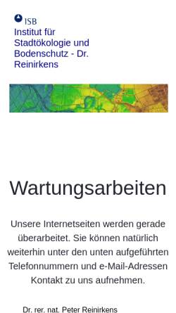Vorschau der mobilen Webseite www.isb-reinirkens.de, ISB Institut für Stadtökologie und Bodenschutz - Dr. Peter Reinirkens
