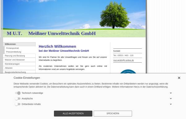 Vorschau von www.mut-umwelt.de, M.U.T. Meißner Umwelttechnik GmbH