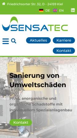Vorschau der mobilen Webseite sensatec.de, Sensatec GmbH