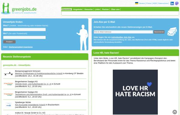Vorschau von www.greenjobs.de, Jobbörse für Umweltfachkräfte