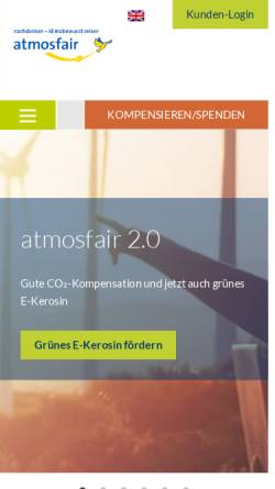 Vorschau der mobilen Webseite www.atmosfair.de, AtmosFair gGmbH