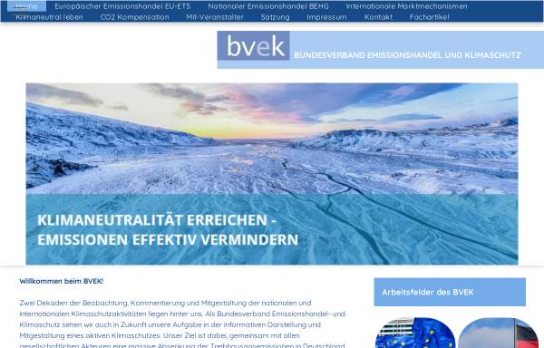 Vorschau von www.bvek.de, Bundesverband Emissionshandel und Klimaschutz (bvek)
