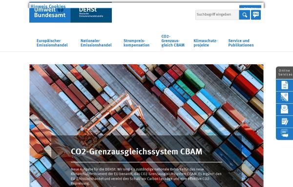 Vorschau von www.dehst.de, Deutschen Emissionshandelsstelle (DEHSt)