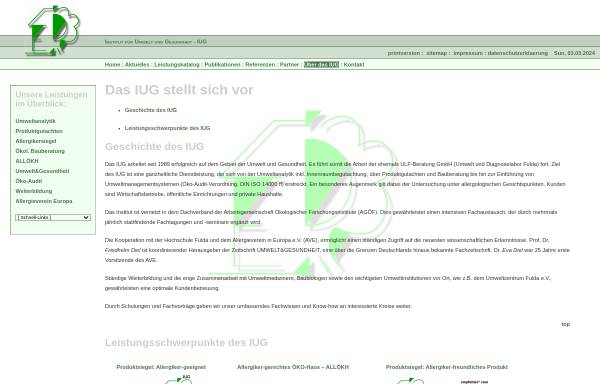 Vorschau von www.iug-umwelt-gesundheit.de, Institut für Umwelt und Gesundheit (IUG)