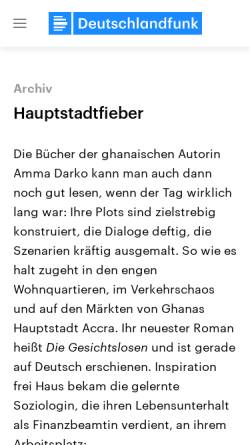 Vorschau der mobilen Webseite www.deutschlandfunk.de, Amma Darko: Die Gesichtslosen