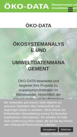 Vorschau der mobilen Webseite www.oekodata.com, Öko-Data Gesellschaft für Ökosystemanalyse und Umweltdatenmanagement mbH