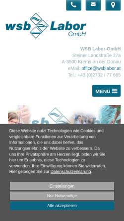 Vorschau der mobilen Webseite www.wsblabor.at, WSB Labor-GmbH