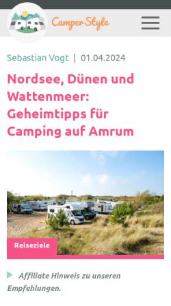 Vorschau der mobilen Webseite www.amrum-camping.de, Campingplatz Amrum