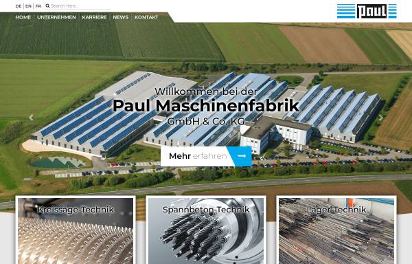 Vorschau von www.paul.eu, Paul Maschinenfabrik GmbH & Co. KG