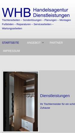 Vorschau der mobilen Webseite www.whb-handel.de, WHB Handelsagentur – Wolfgang Hagemeier