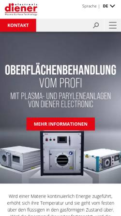 Vorschau der mobilen Webseite www.dienerelectronic.de, Diener electronic GmbH + Co. KG