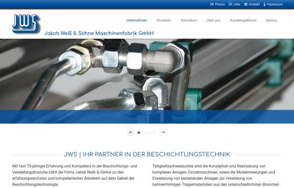 Vorschau von www.jws-online.de, Jakob Weiß & Söhne Maschinenfabrik Nachfolger GmbH