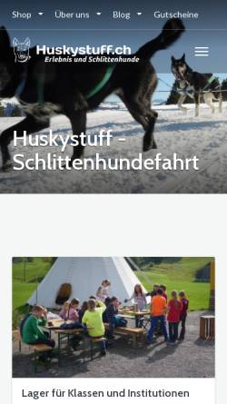 Vorschau der mobilen Webseite wuwuwu.huskystuff.ch, Huskystuff - Erlebnisse mit Schlittenhunden