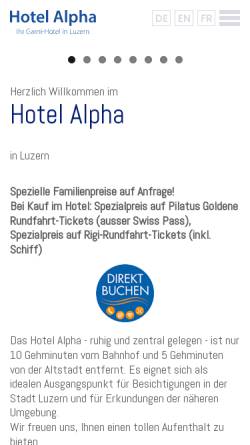 Vorschau der mobilen Webseite www.hotelalpha.ch, Hotel Alpha garni