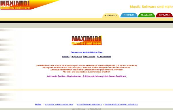 Vorschau von www.maximidi.de, Maximidi Midifiles und Playbacks