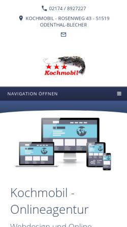 Vorschau der mobilen Webseite www.kochmobil.de, Kochmobil