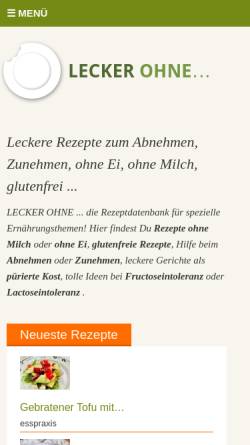 Vorschau der mobilen Webseite www.lecker-ohne.de, Lecker Ohne
