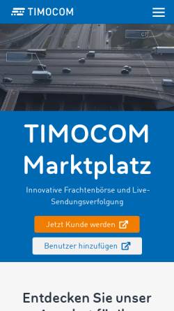 Vorschau der mobilen Webseite www.timocom.de, TimoCom Soft- und Hardware GmbH