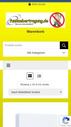 Vorschau der mobilen Webseite www.funkuebertragung.de, Funkübertragungsshop
