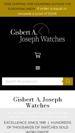 Vorschau der mobilen Webseite www.joseph-watches.com, Gisbert A. Joseph