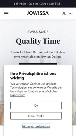 Vorschau der mobilen Webseite www.jowissa.de, Jowissa