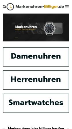 Vorschau der mobilen Webseite www.markenuhren-billiger.de, Jäckle Uhrenhandel e.K.