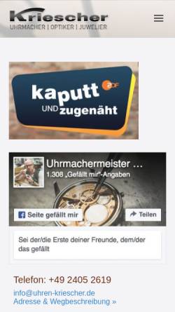Vorschau der mobilen Webseite uhren-kriescher.de, Uhren Kriescher