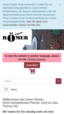 Vorschau der mobilen Webseite uhren-roemer.de, Uhren Römer