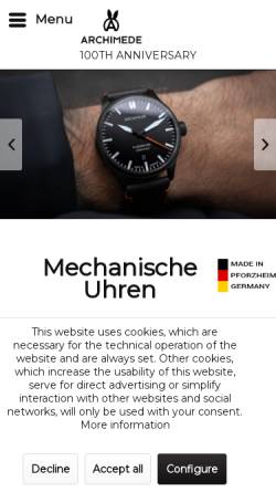 Vorschau der mobilen Webseite www.archimede-uhren.de, Weikelmann & Co. Archimede-Uhren