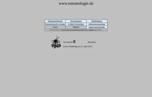 Vorschau von www.entomologie.de, Entomologie im deutschsprachigen Raum