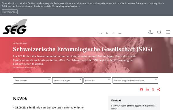 Vorschau von seg.scnatweb.ch, Schweizerische Entomologische Gesellschaft (SEG)
