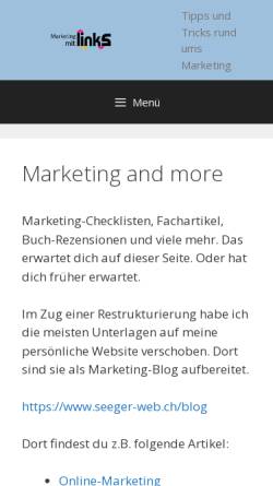 Vorschau der mobilen Webseite marketing-mit-links.ch, Infoplattform über Marketing