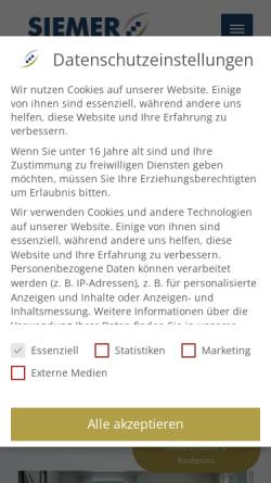 Vorschau der mobilen Webseite www.siemer-treppenlifte.de, Detlev Siemer GmbH