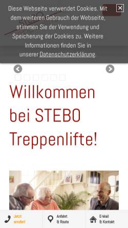 Vorschau der mobilen Webseite www.stebo-treppenlift.de, Frank Josef Sternberg - Stebo Treppenlifte