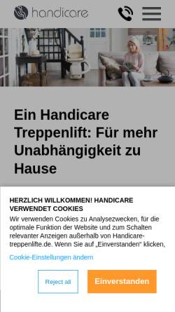 Vorschau der mobilen Webseite handicare-treppenlifte.de, Handicare Treppenlifte GmbH