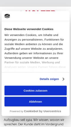Vorschau der mobilen Webseite www.holter-aufzuege.de, Holter Aufzüge