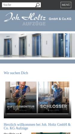 Vorschau der mobilen Webseite www.holtz-aufzuege.de, Joh. Holtz GmbH & Co. KG